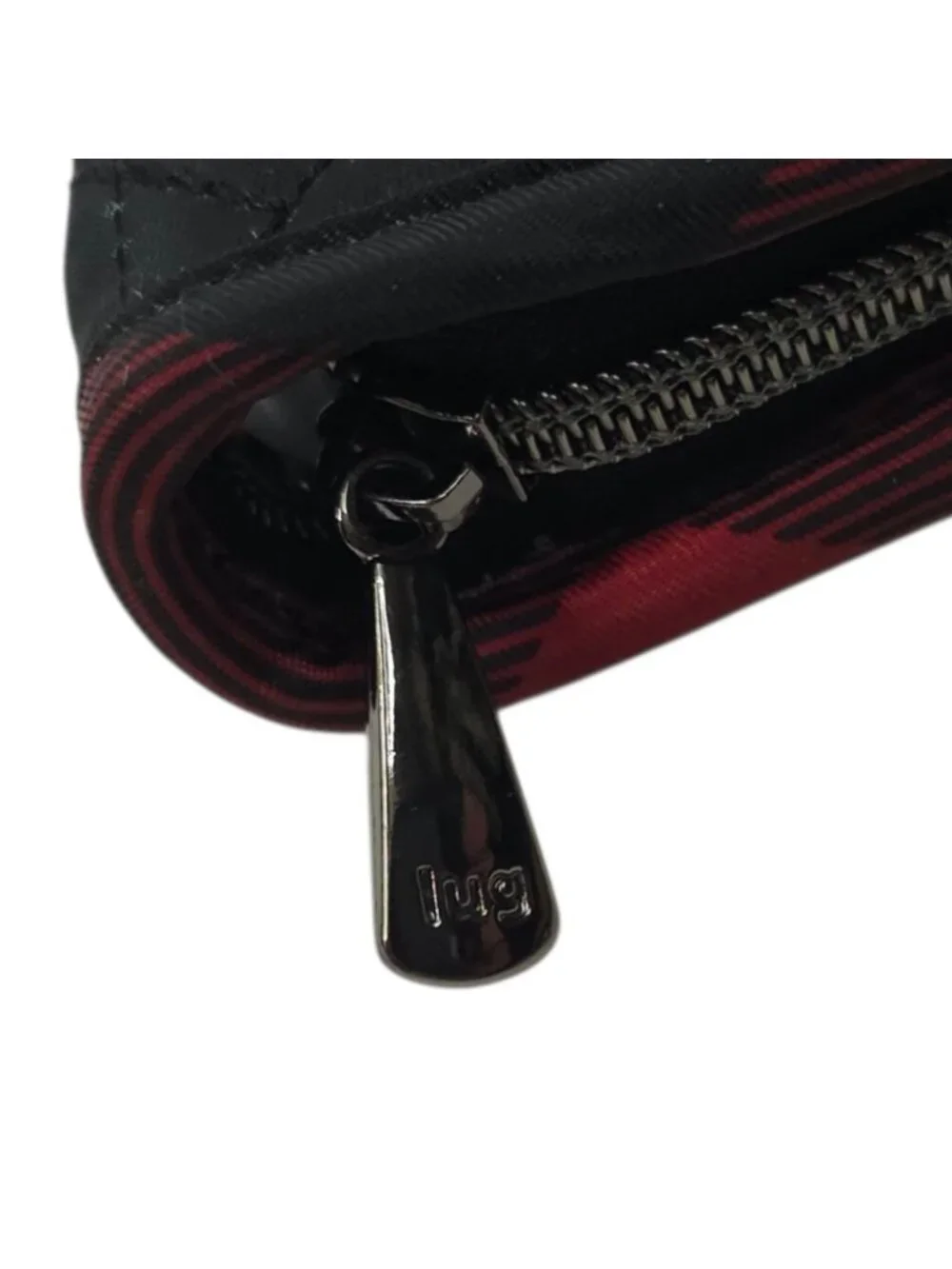 Lug Buffalo Check Red Black Plaid Quilted Compact Cosmetic Brush Organizer